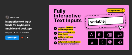 Interactive text input fields screenshot
