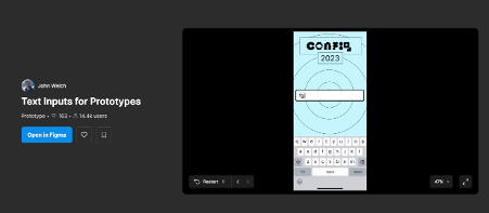Text inputs for prototypes screenshot