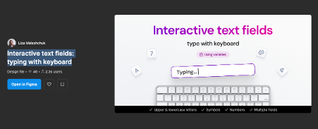 Interactive keyboard typing fields screenshot